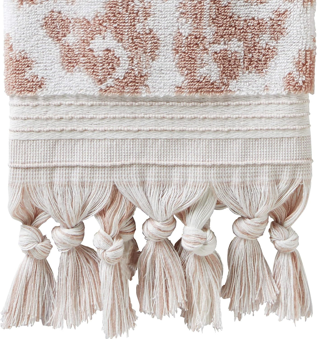SKL Home Mirage Fringe 100% Turkish Cotton Hand Towel Set, Blush Small
