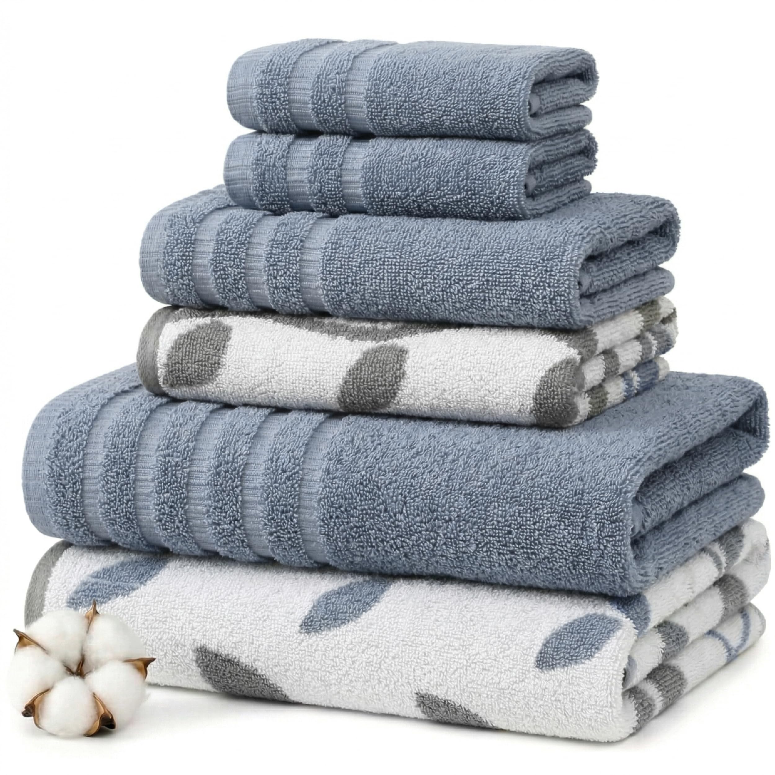 Modern Threads Floral Trail 6-Piece 100% Cotton Towel Set – Reversible Yarn Dyed Jacquard – Includes 2 Bath Towels, 2 Hand Towels, 2 Washcloths – Absorbent, Quick Dry, Soft & Durable – Taupe Brown