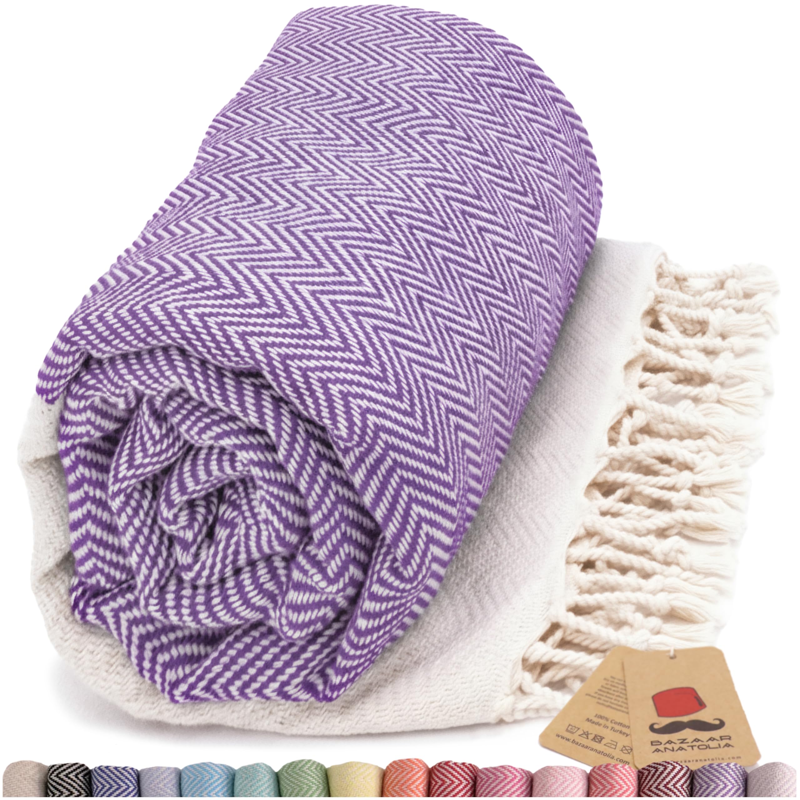 Bazaar Anatolia Turkish Bath Towel – 100% Cotton, Quick Dry Boho Farmhouse Decor, Autumn Throw Blanket for Bathroom – Oversized 71x39 Inches – Arpa Beige