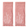 SKL Home Ocean Coral Sculpted 100% Cotton Premium 2-Piece Hand Towel Set, 450 GSM, Reversible Jacquard, Soft & Absorbent, Tropical/Coastal/Beach/Resort for Bath/Kitchen/Bar & Gift, Coral