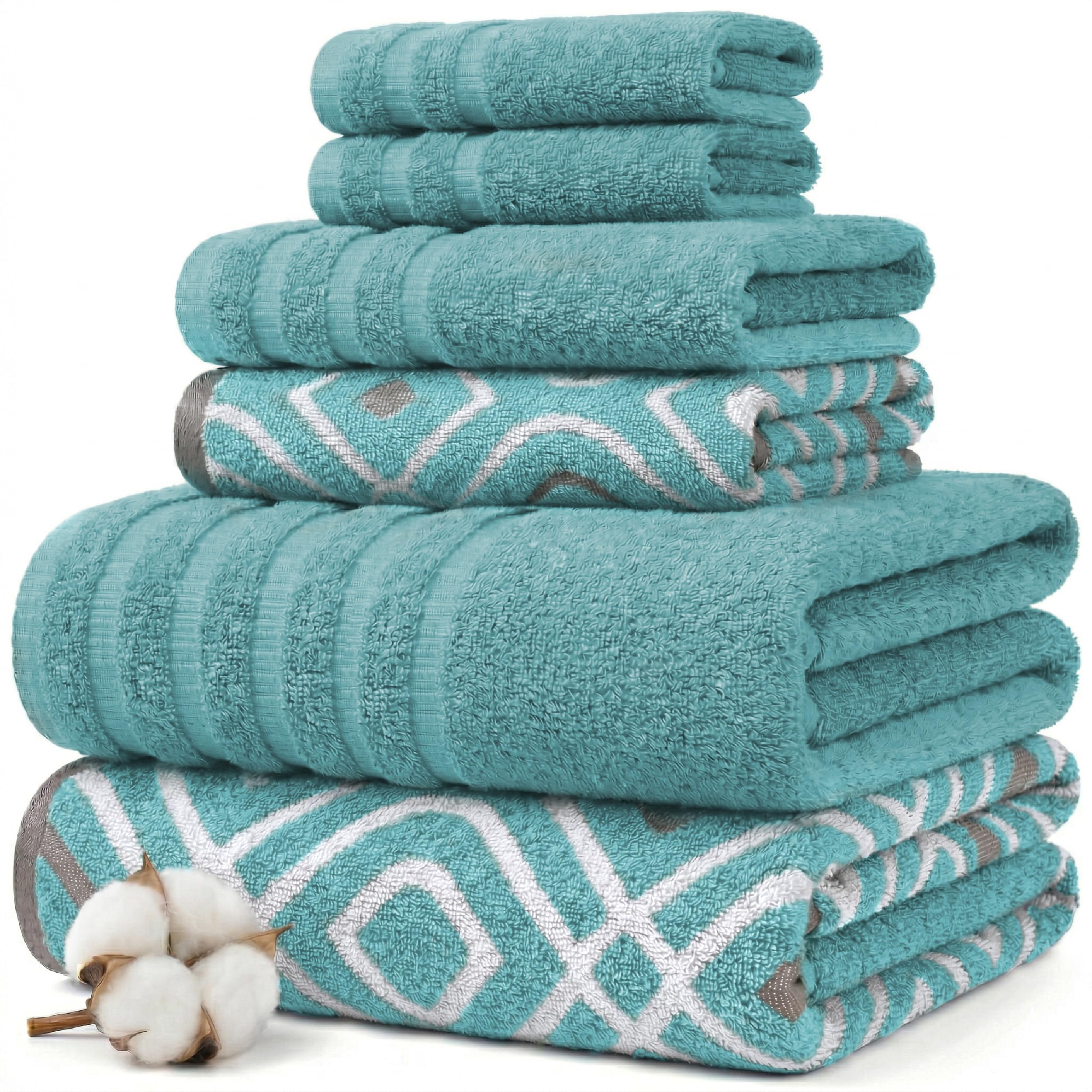 Modern Threads Floral Trail 6-Piece 100% Cotton Towel Set – Reversible Yarn Dyed Jacquard – Includes 2 Bath Towels, 2 Hand Towels, 2 Washcloths – Absorbent, Quick Dry, Soft & Durable – Taupe Brown