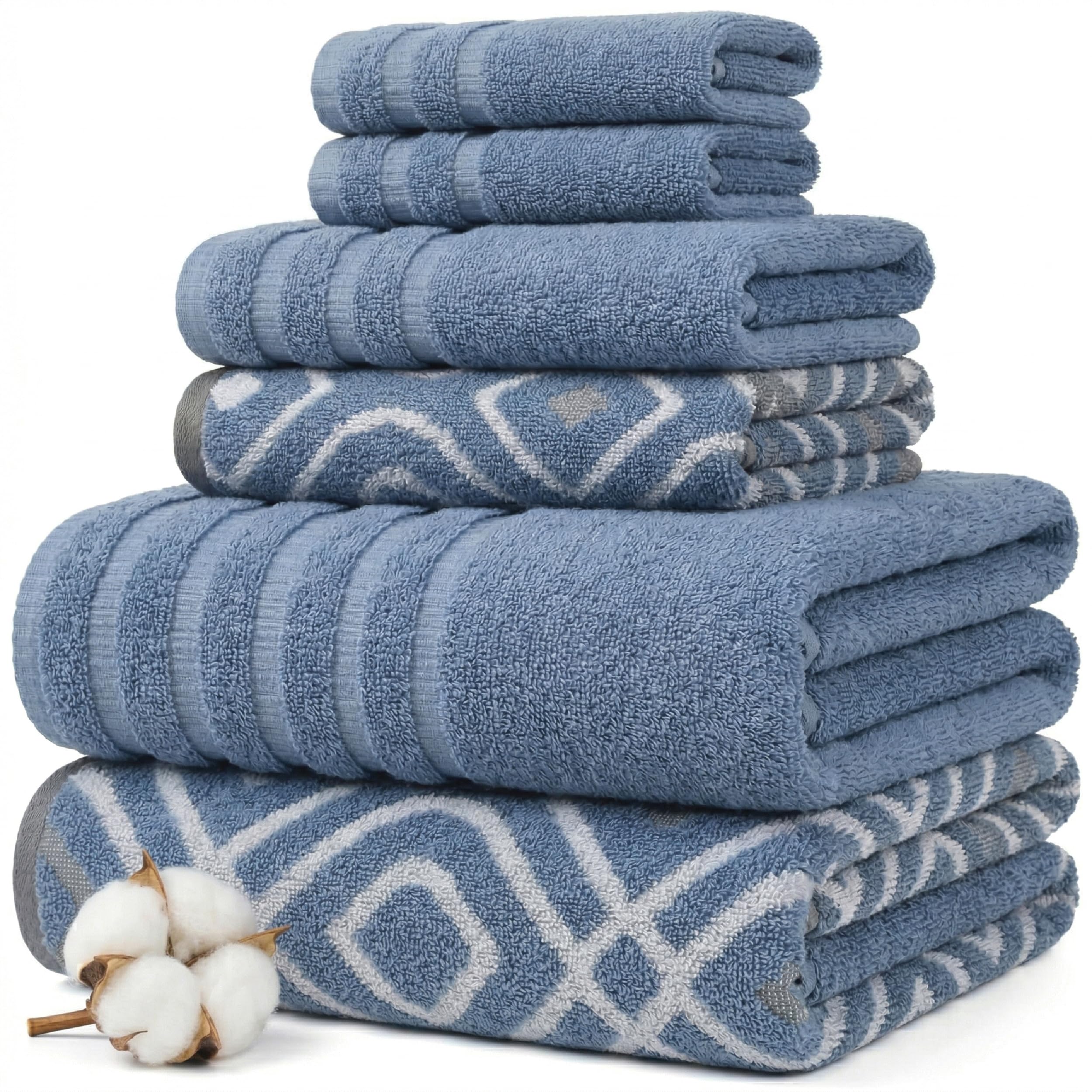 Modern Threads Floral Trail 6-Piece 100% Cotton Towel Set – Reversible Yarn Dyed Jacquard – Includes 2 Bath Towels, 2 Hand Towels, 2 Washcloths – Absorbent, Quick Dry, Soft & Durable – Taupe Brown