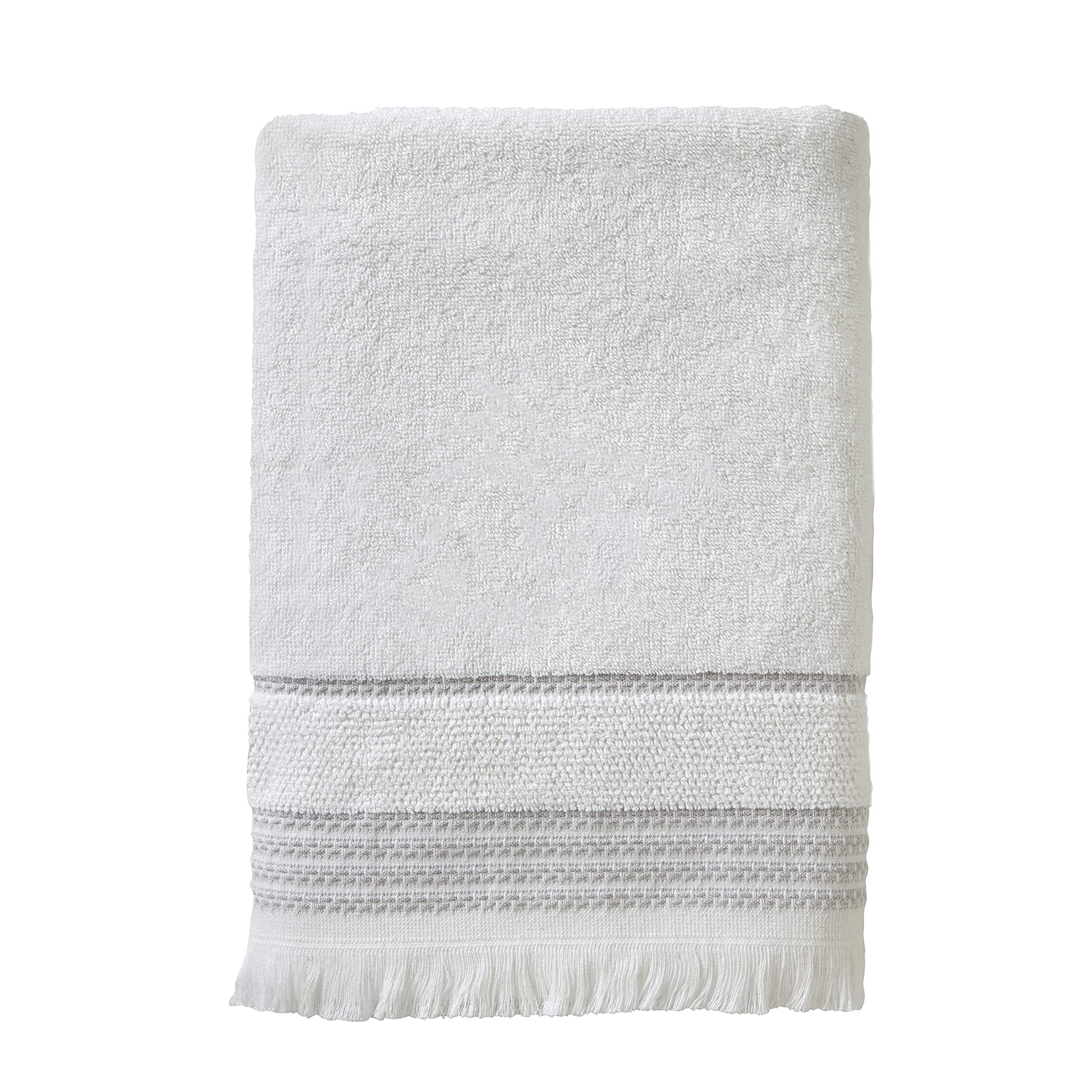 SKL Home Casual Fringe Bath Towel Set, 2-Pack, White