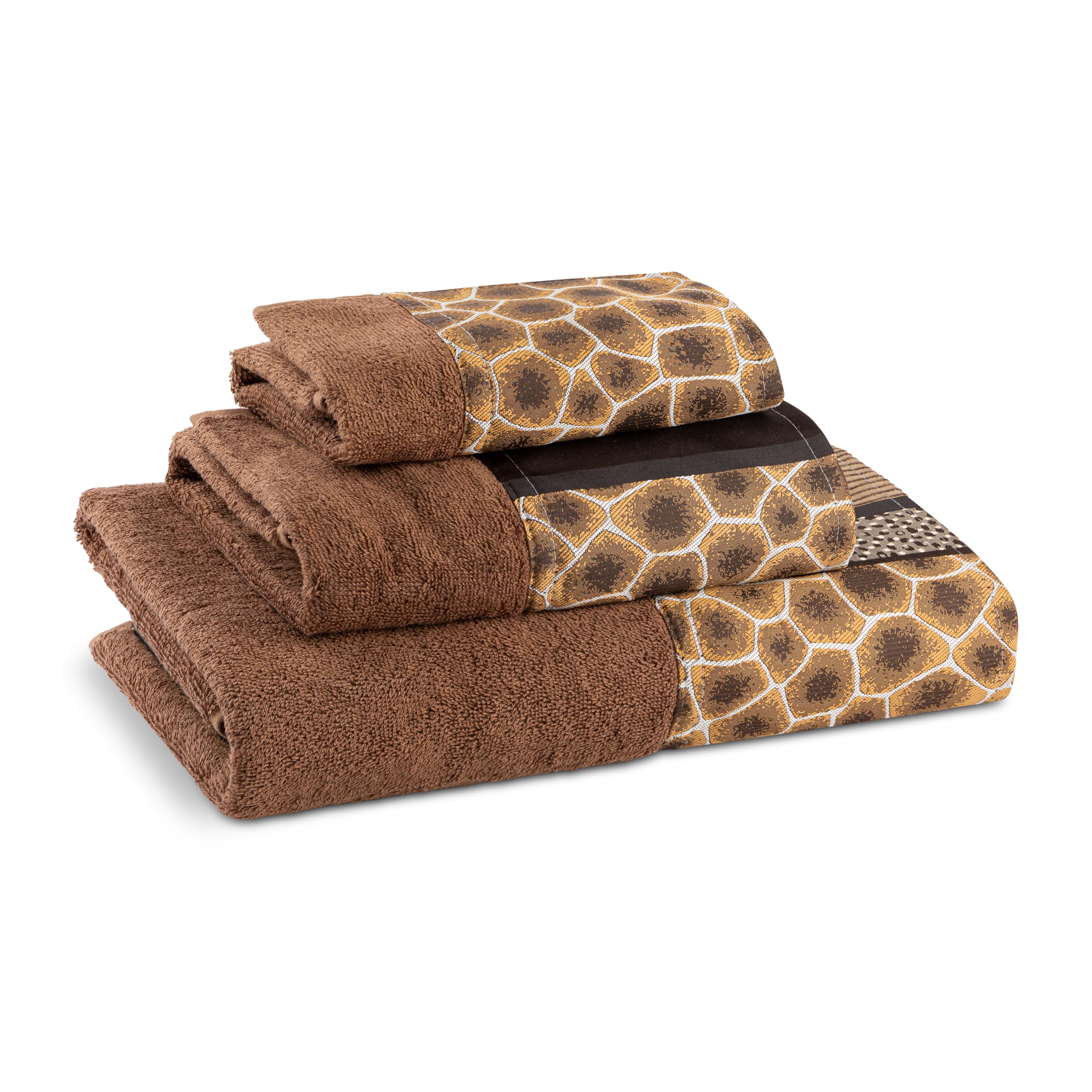 Zahari Home Rose Vine Bathroom Towel Set - 3 Piece Towel Set in Beige - Modern Decor, Unique Design