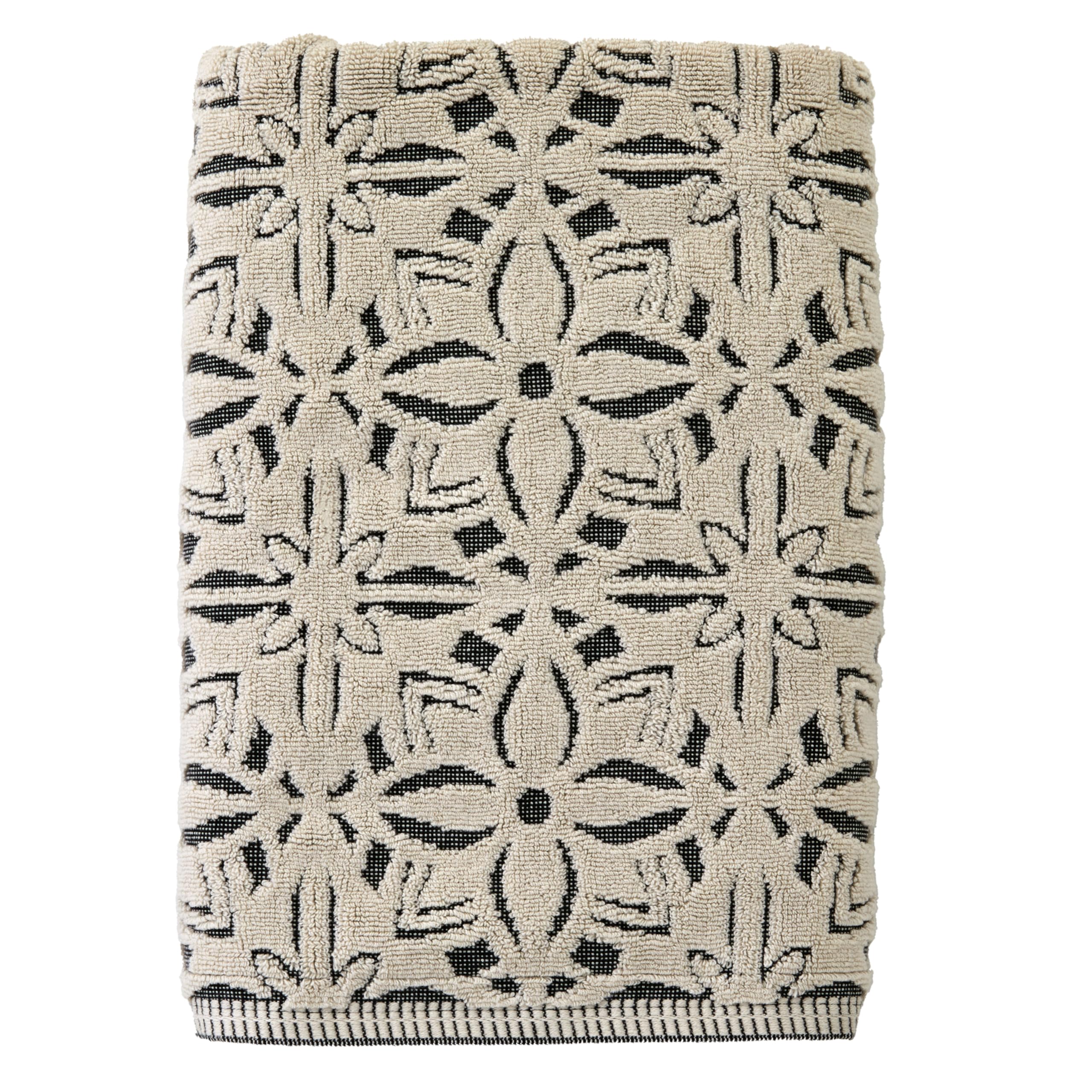 SKL Home Nador Jacquard Bath Towel, Black