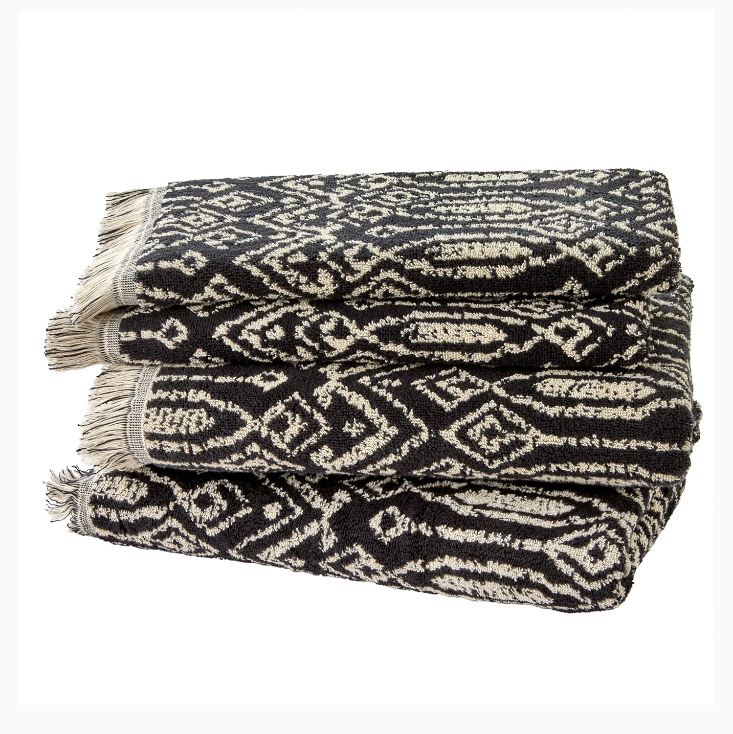 SKL Home Nador 2 Bath, 2 Hand Towel Set, Black