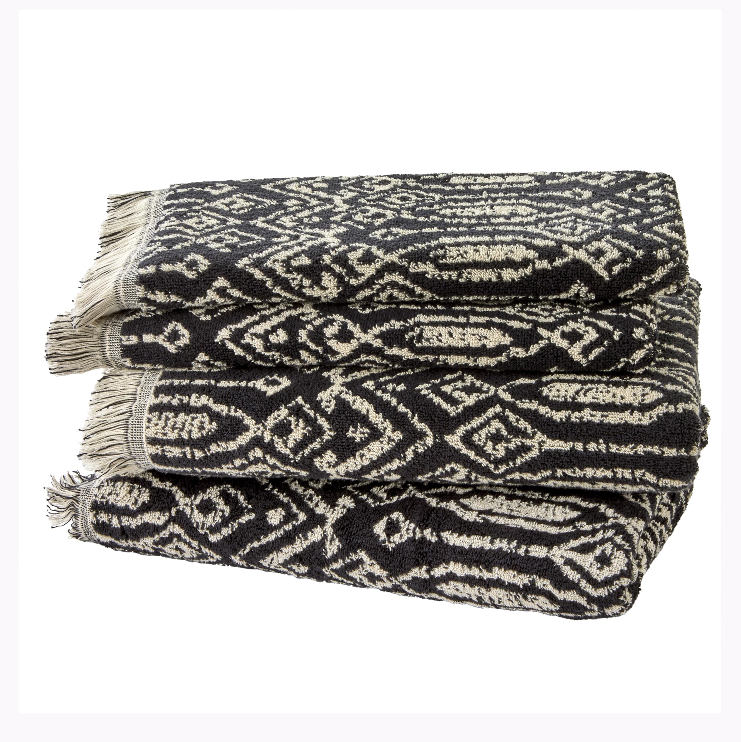 SKL Home Nador Jacquard Bath Towel, Black