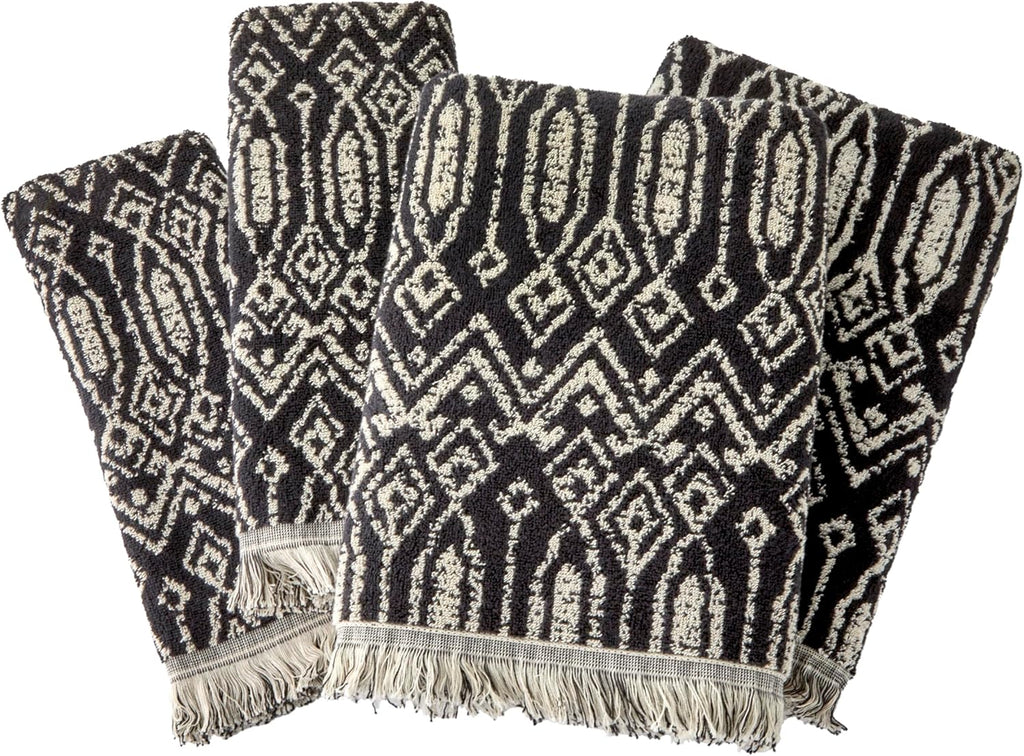 SKL Home Nador 2 Bath, 2 Hand Towel Set, Black