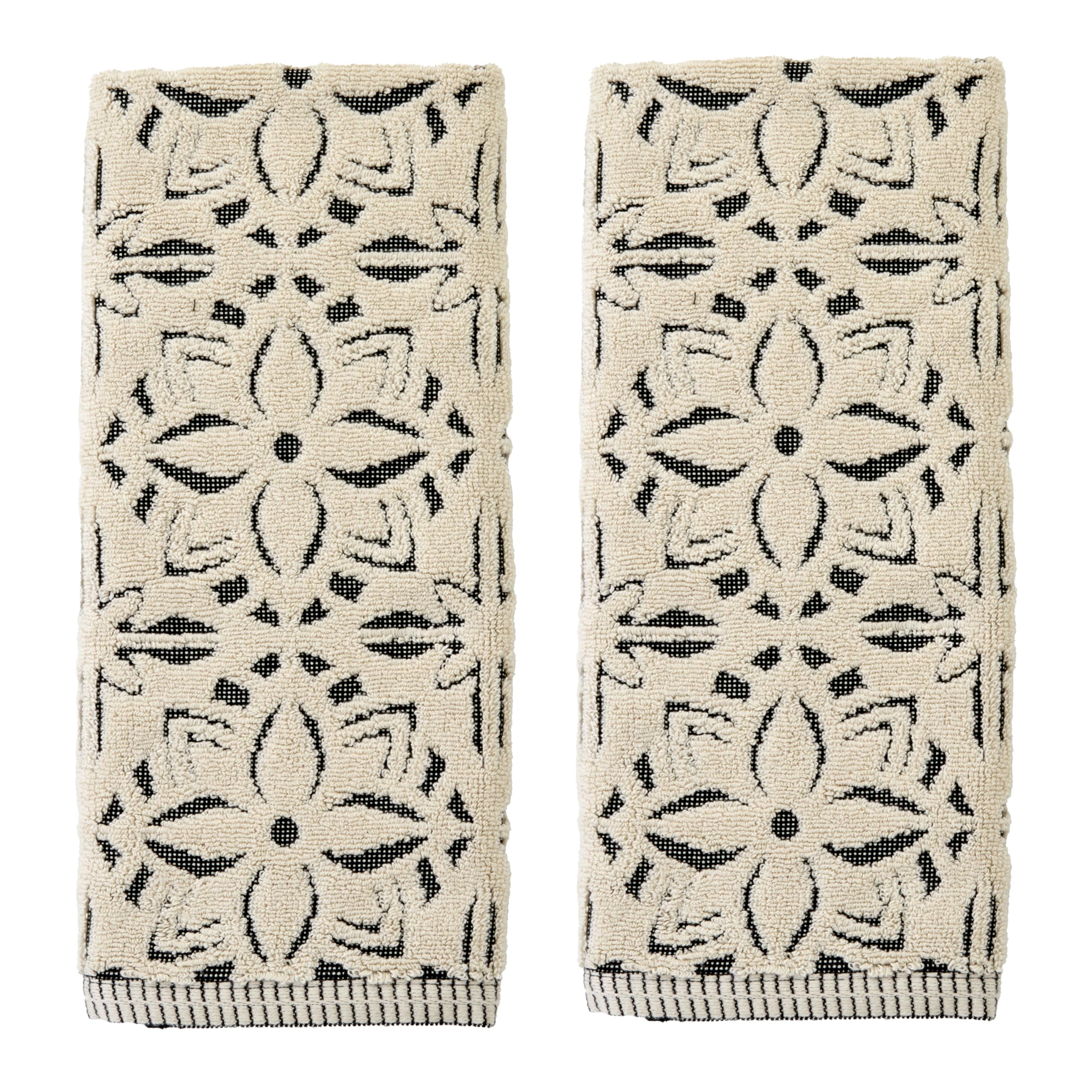 SKL Home Nador 2 Bath, 2 Hand Towel Set, Black