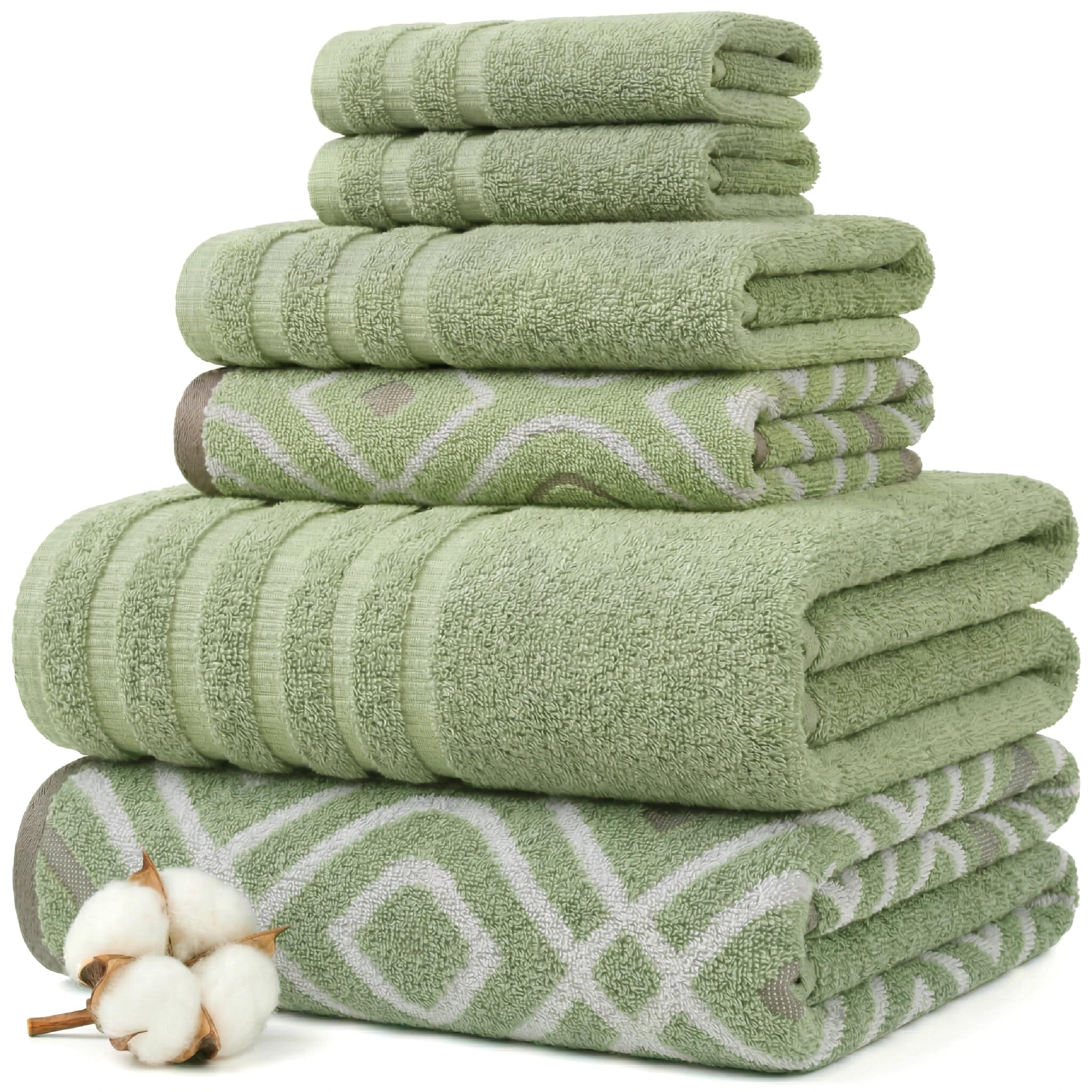 Modern Threads Floral Trail 6-Piece 100% Cotton Towel Set – Reversible Yarn Dyed Jacquard – Includes 2 Bath Towels, 2 Hand Towels, 2 Washcloths – Absorbent, Quick Dry, Soft & Durable – Taupe Brown