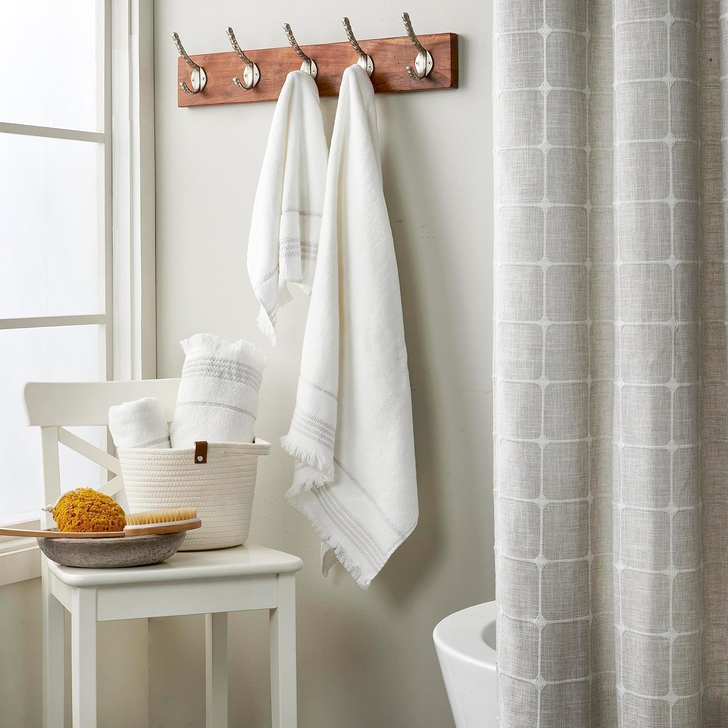 SKL Home Casual Fringe Bath Towel Set, 2-Pack, White