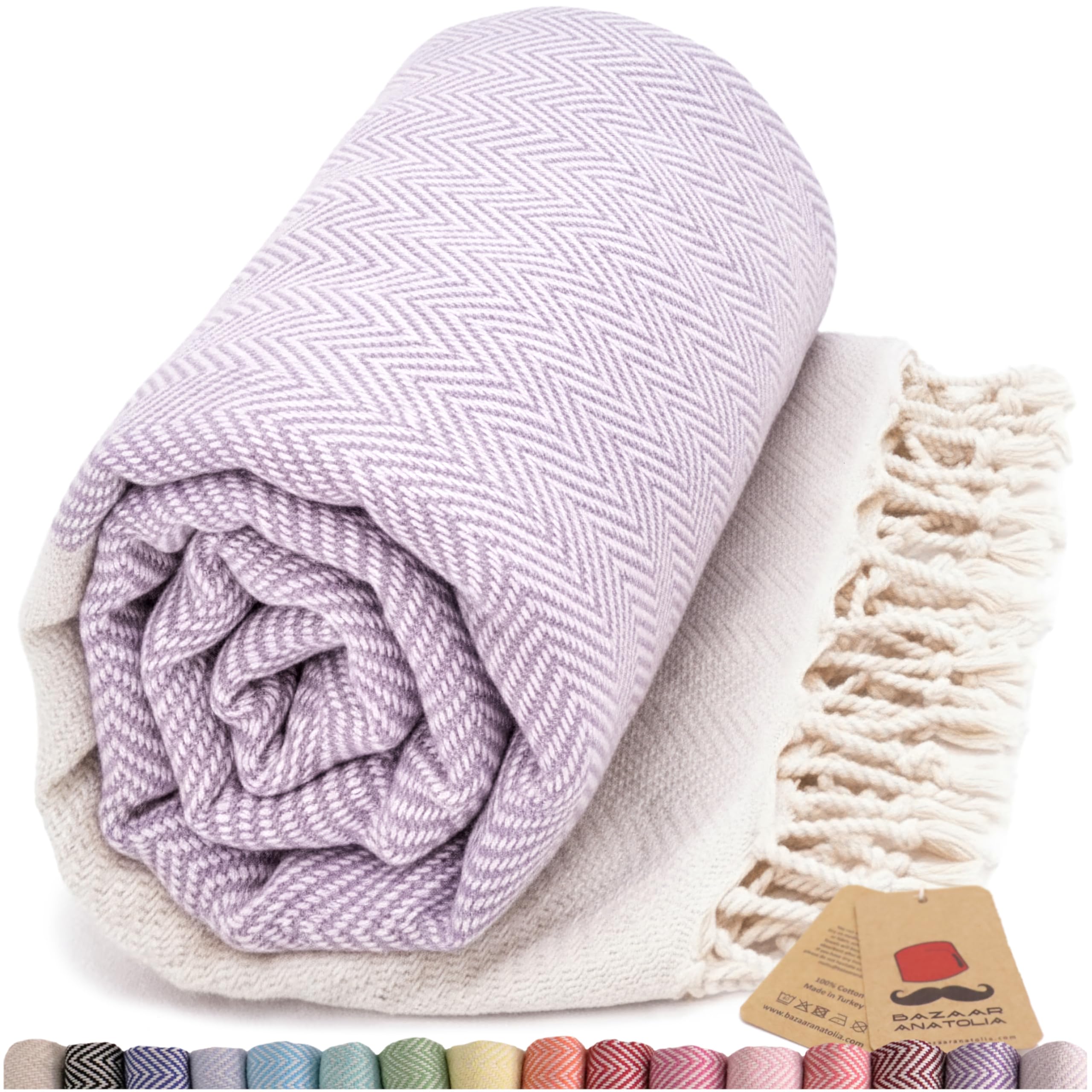 Bazaar Anatolia Turkish Bath Towel – 100% Cotton, Quick Dry Boho Farmhouse Decor, Autumn Throw Blanket for Bathroom – Oversized 71x39 Inches – Arpa Beige