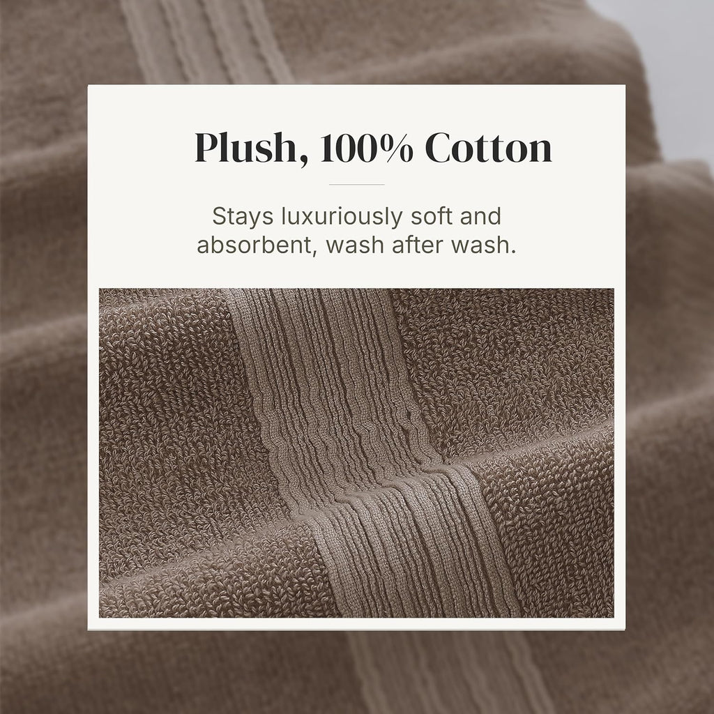 Modern Threads Floral Trail 6-Piece 100% Cotton Towel Set – Reversible Yarn Dyed Jacquard – Includes 2 Bath Towels, 2 Hand Towels, 2 Washcloths – Absorbent, Quick Dry, Soft & Durable – Taupe Brown