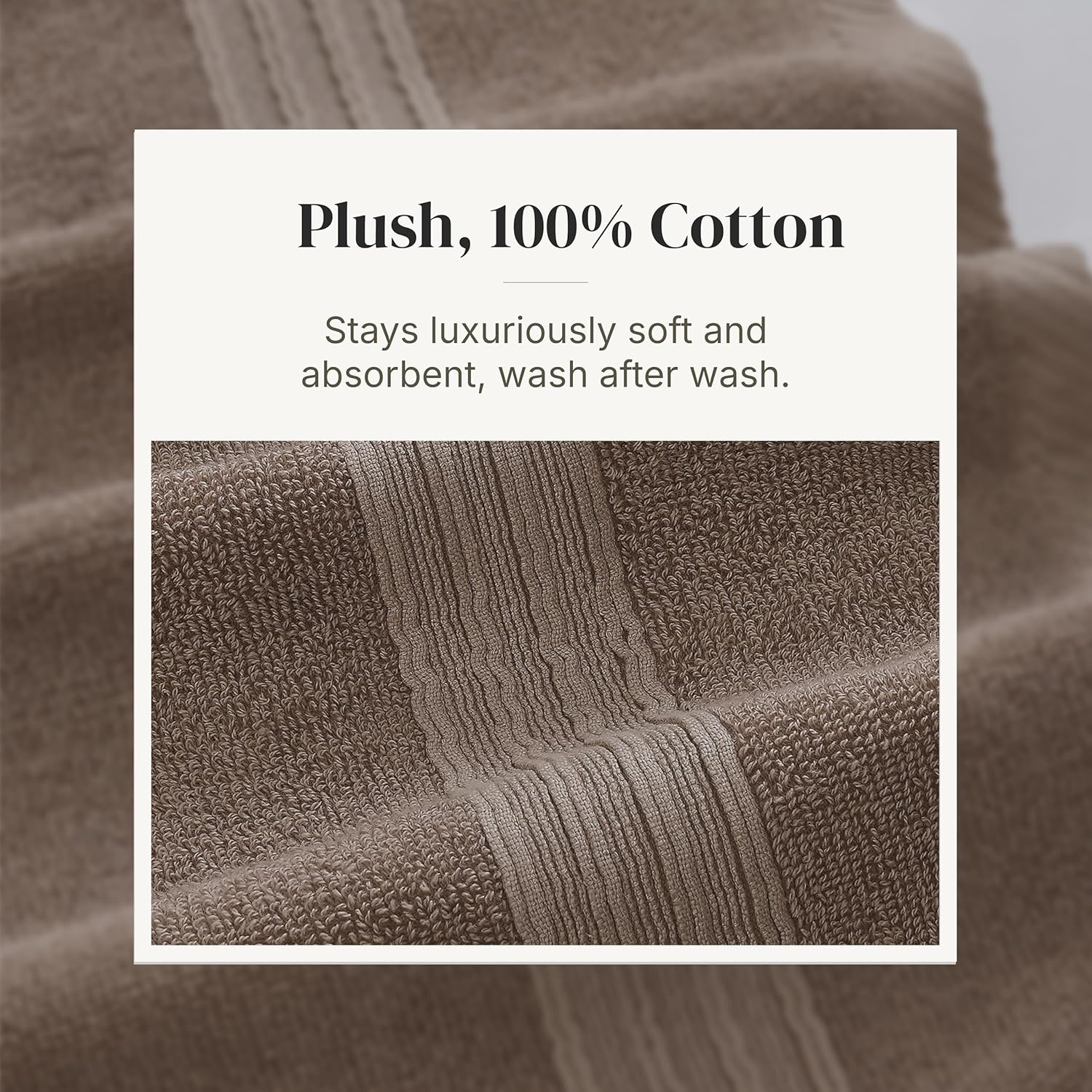 Modern Threads Floral Trail 6-Piece 100% Cotton Towel Set – Reversible Yarn Dyed Jacquard – Includes 2 Bath Towels, 2 Hand Towels, 2 Washcloths – Absorbent, Quick Dry, Soft & Durable – Taupe Brown