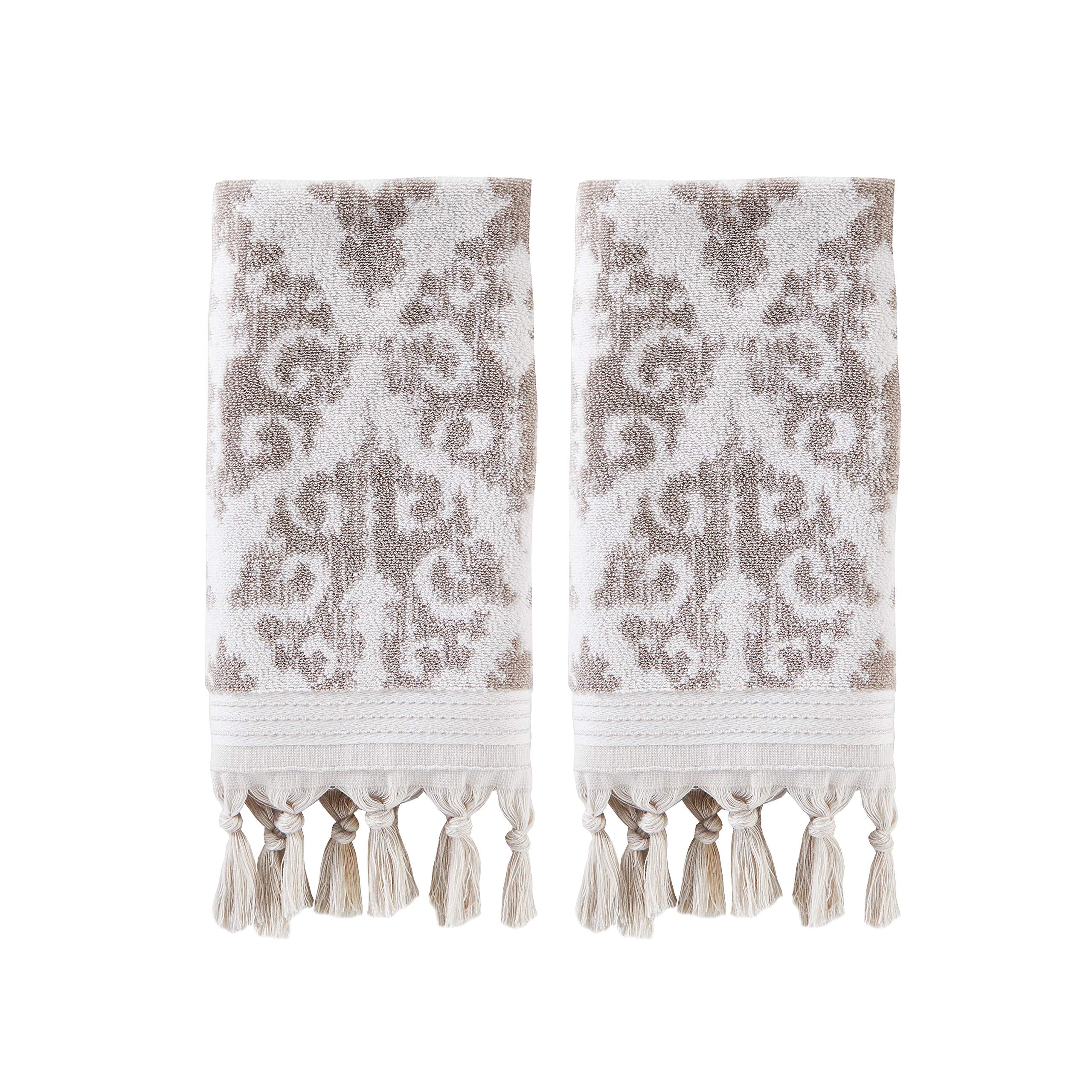 SKL Home Mirage Fringe 100% Turkish Cotton Hand Towel Set, Blush Small