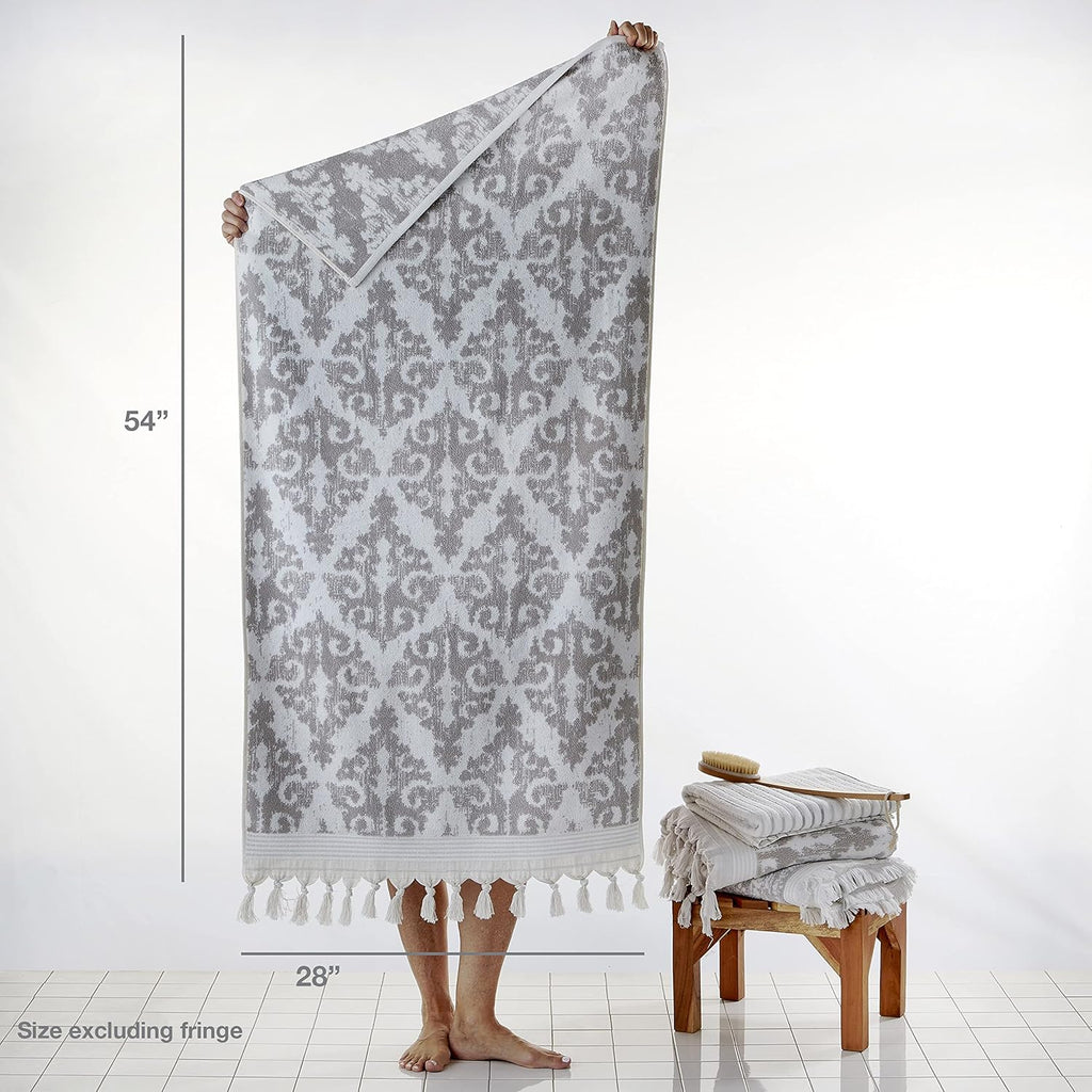 SKL Home Mirage Fringe 100% Turkish Cotton Bath Towel, Taupe 54.00" x 28.00"