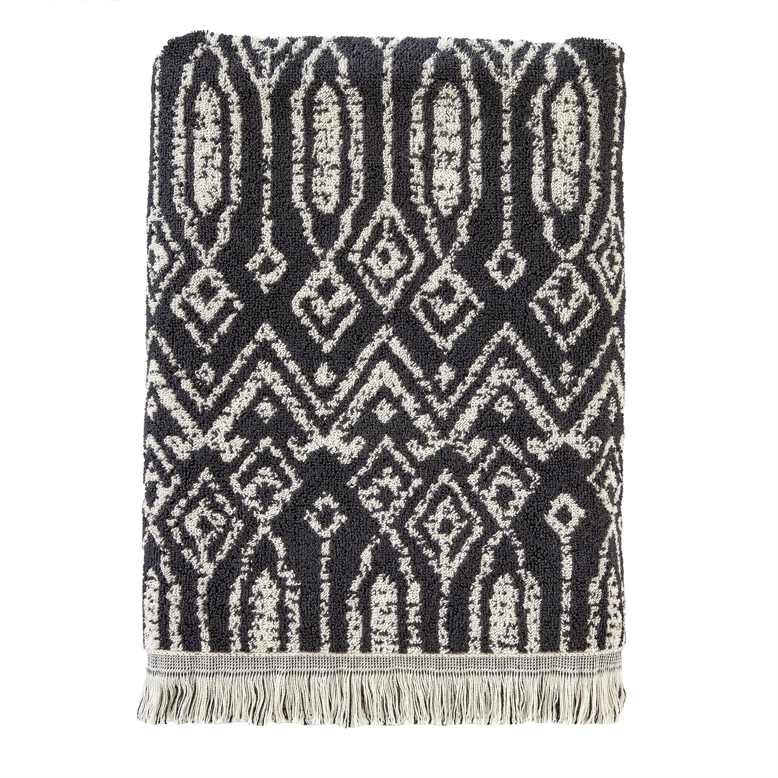 SKL Home Nador Jacquard Bath Towel, Black